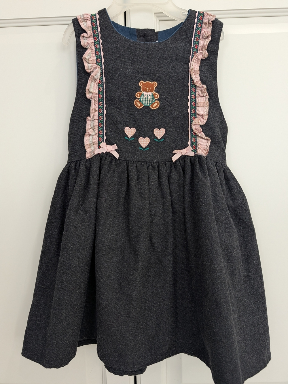 2/$20 Dark Grey Wool Teddy Bear Dress – Approx. 3-4Y